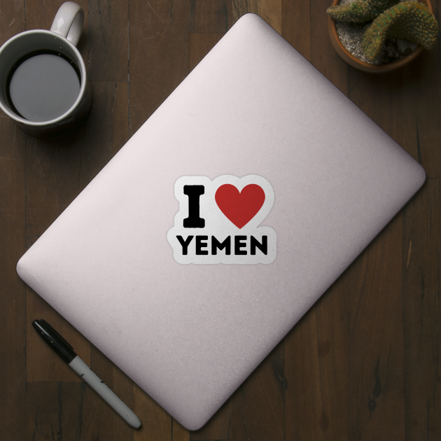 I Love Yemen Simple Heart Design by Word Minimalism